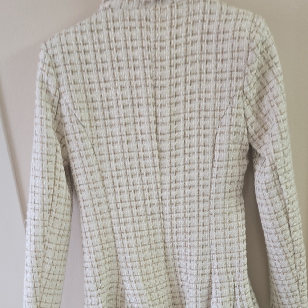 L'ATISTE White Tweed Dress with Gold Accents - Picture 8 of 10